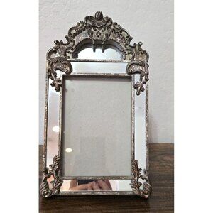 Vntg Holland and Boone Pewter Ornate Frame Mirrored Border & Filigree Design